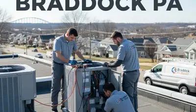 Professional AC repair technician servicing air conditioning unit in Pittsburgh, PA