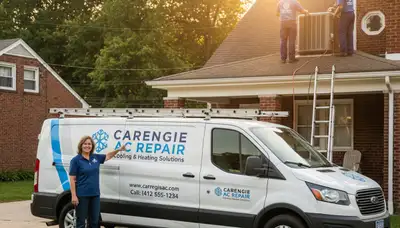 Local HVAC technician performing AC repair service in Pittsburgh PA home