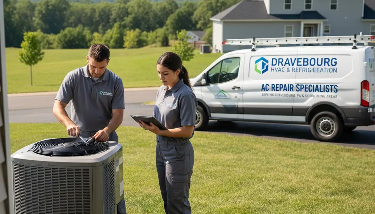 Professional AC repair technician servicing air conditioner in Pittsburgh PA home