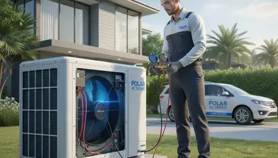 Technician performing AC repair service at home in Pittsburgh, PA for Five Star Cooling
