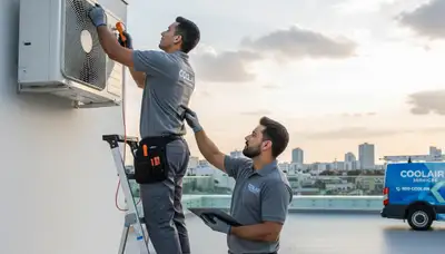 Technician performing AC repair service at Pittsburgh, PA home for Five Star Cooling