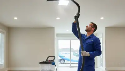 Technician cleaning home air ducts in Pittsburgh, PA for improved HVAC efficiency and air quality