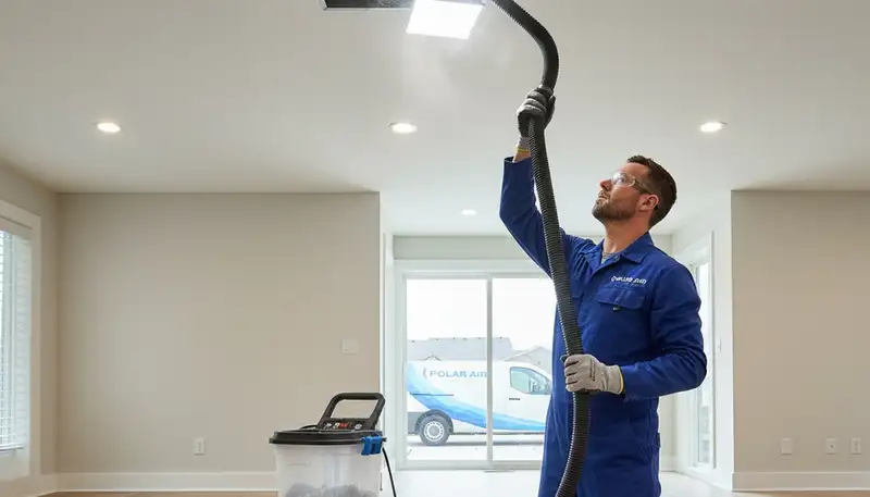 Technician cleaning home air ducts in Pittsburgh, PA for improved HVAC efficiency and air quality