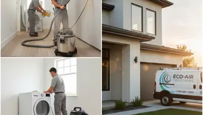 Technician performing dryer vent cleaning service in Pittsburgh, PA for Five Star Cooling